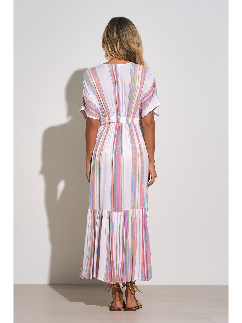 Short Sleeve Striped Maxi Dress