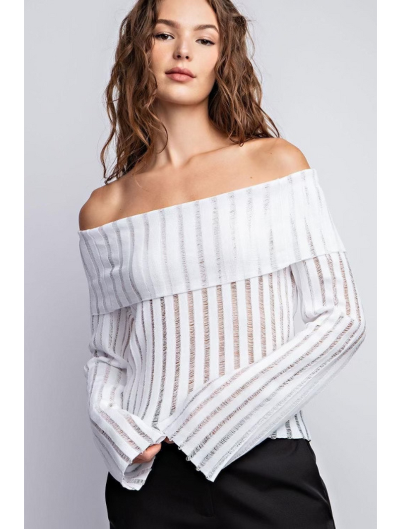 White off the shoulder bell sleeve top best sale