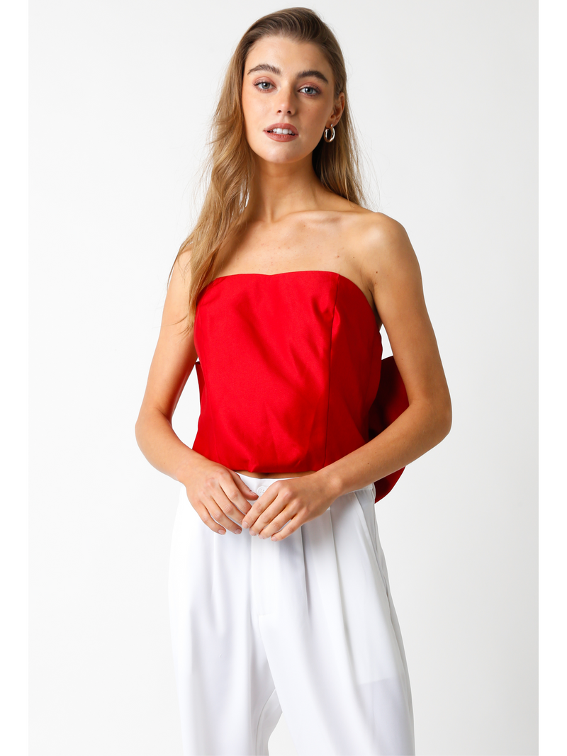 Strapless Crop Top With Back Bow – Ruby and Jenna