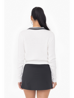 Long Sleeve Textured Collared Sweater