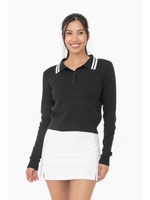 Long Sleeve Textured Collared Sweater