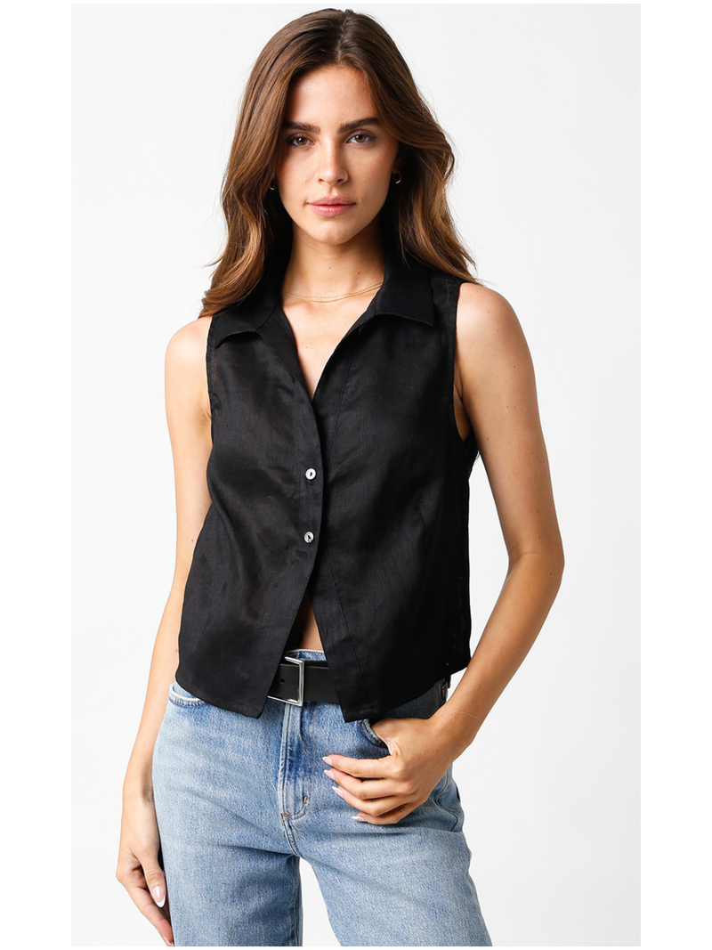 Collared Button Up Tank