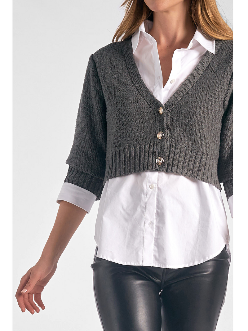 Cropped button 2025 down cardigan