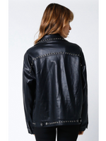 Faux Leather Jacket with Studs
