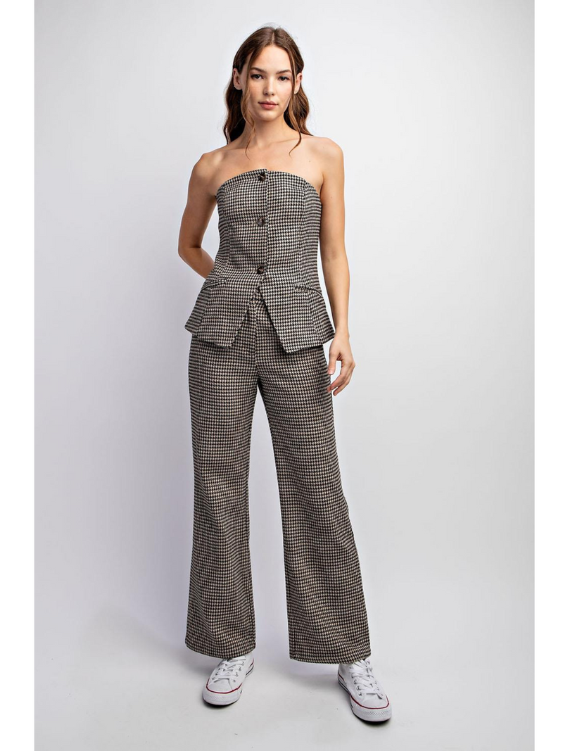 Houndstooth Wide Leg Pant
