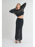 Long Sleeve Cropped Top With Bottoms