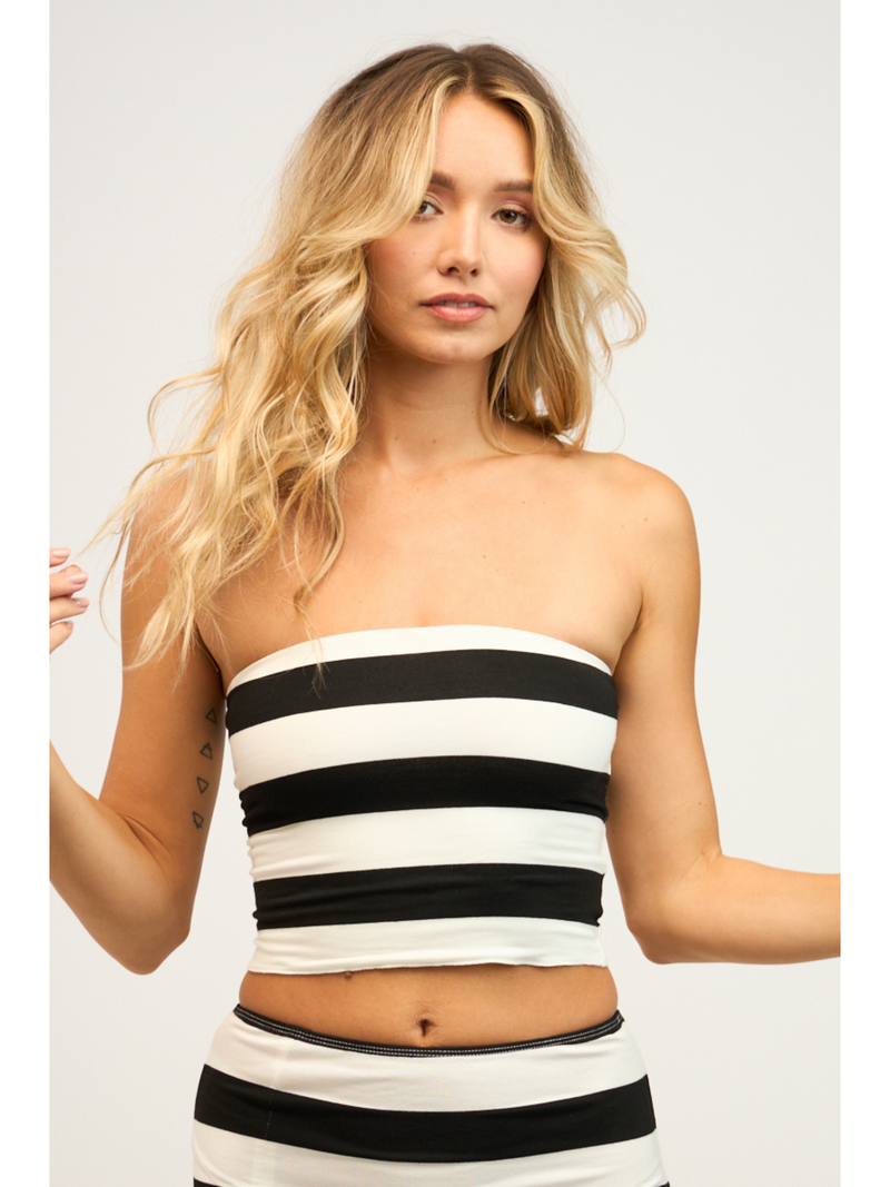 Striped Strapless Tube Top With Maxi Skirt