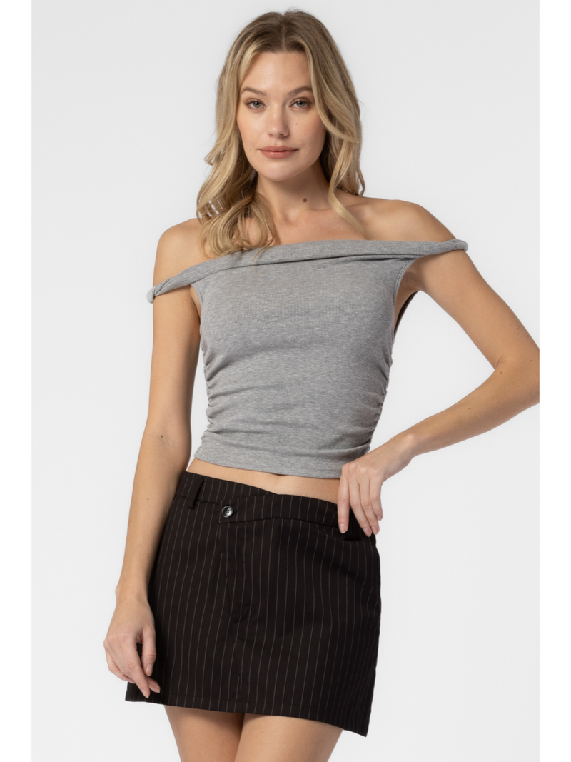 Ribbed Twist Off The Shoulder Top