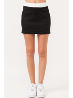 Twill With Contrast Waistband Mini Skirt