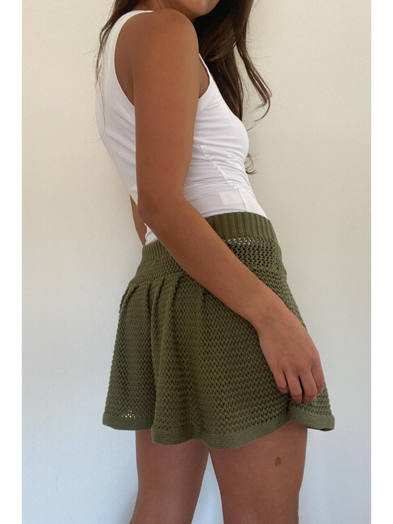 Crochet Knit Pleet Mini Skirt