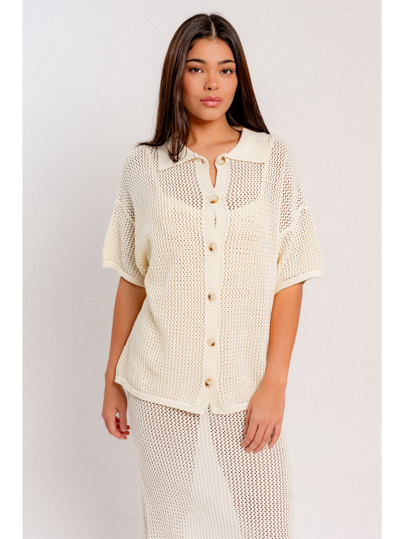 Collared Sweater Button Down Top