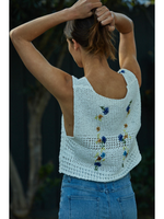 Embroidered Floral Button Up Tank
