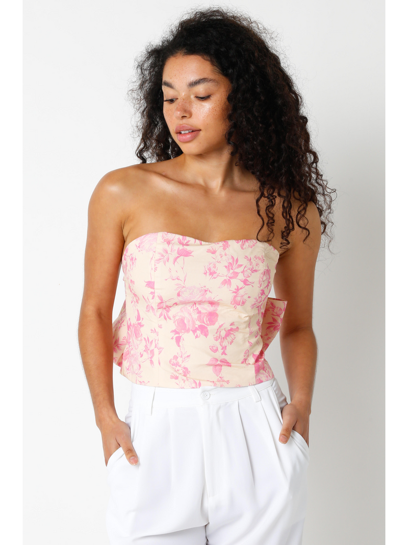Strapless Printed Bow top