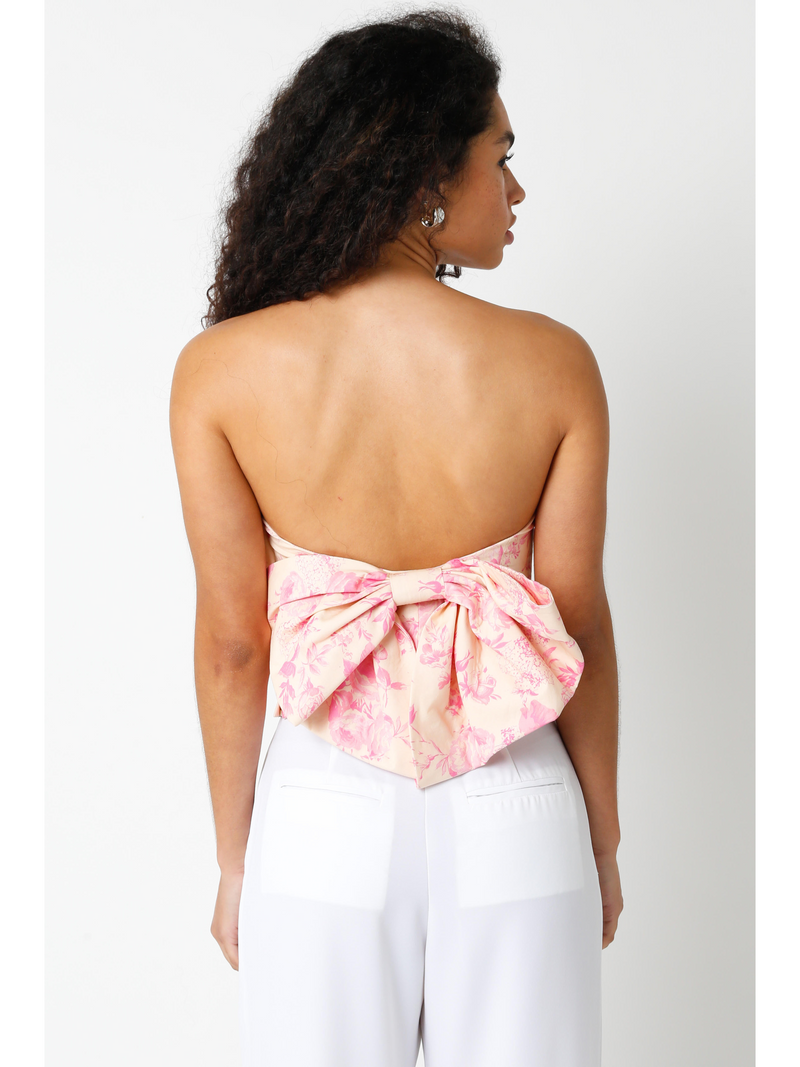 Strapless Printed Bow top