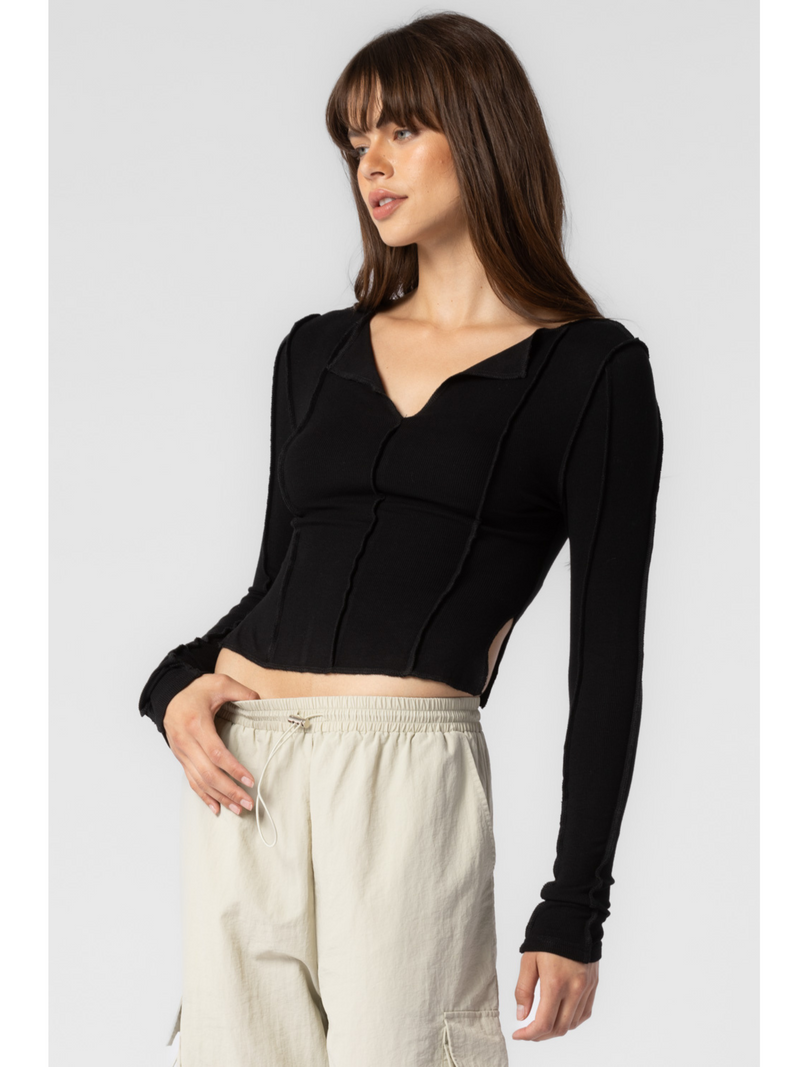 Ribbed Contrast Stitch Long Sleeve