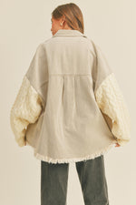 Washed Cotton with Knitted Sleeve Shacket