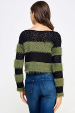 Faux Fur Stripe Sweater