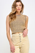 Washed Effect Knit Crop Top