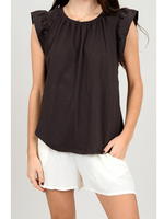 Jersey Top With Poplin Sleeves