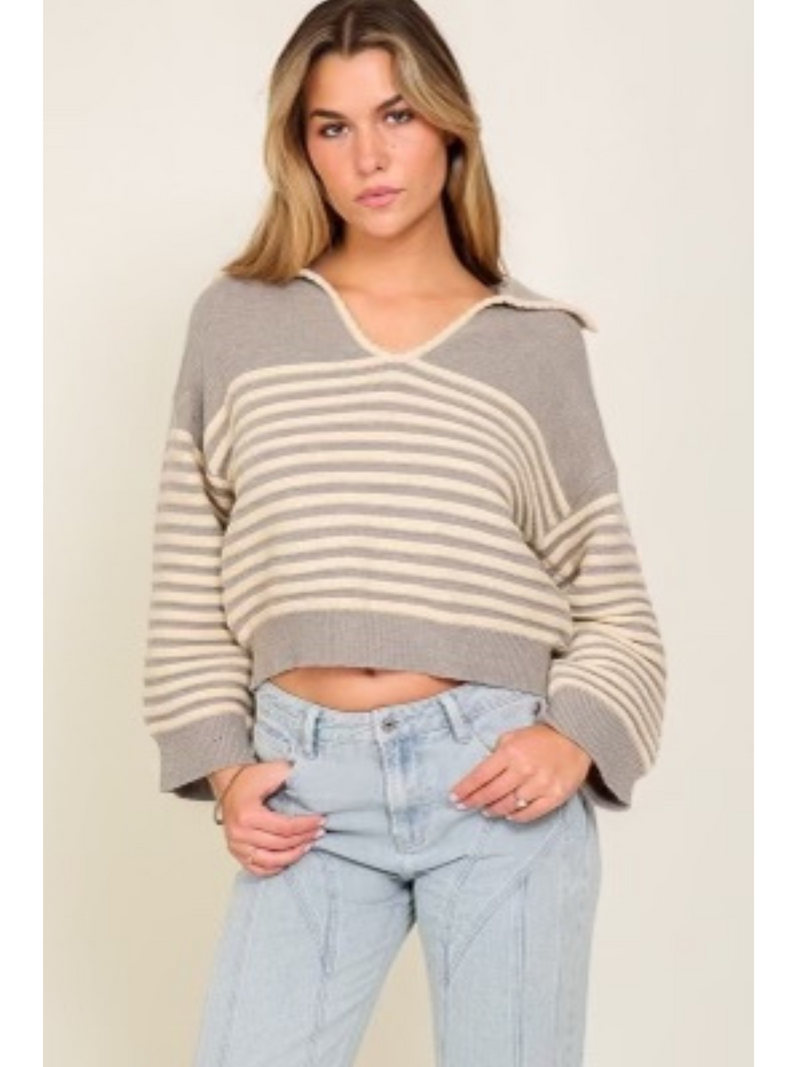 Collared Stripe Sweater
