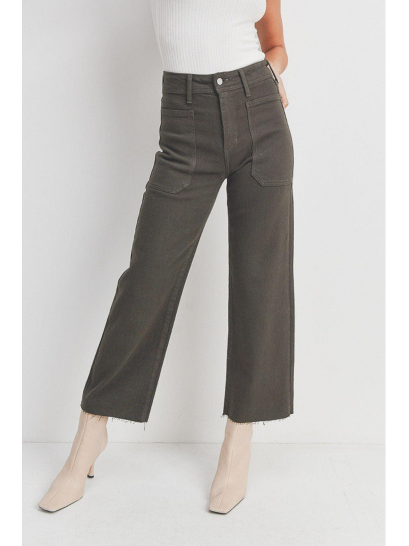 Just Black- High Rise Utility Wide Leg Jeans