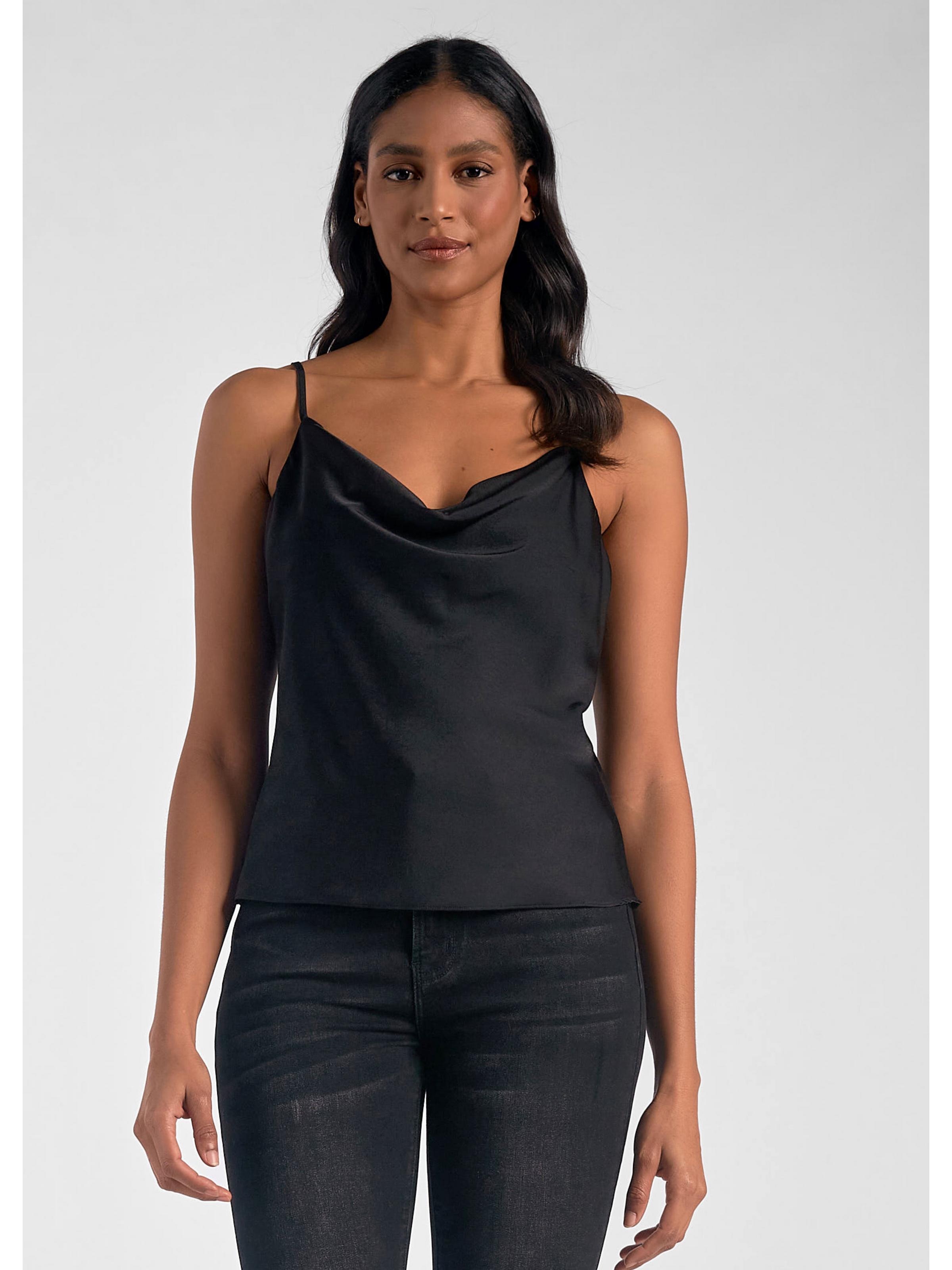 Black satin cowl neck sales cami