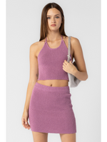 Ribbed Halter Top And Skirt Set