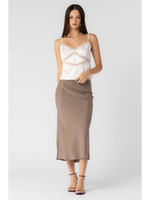 Woven Bias Elastic Waist Midi Skirt