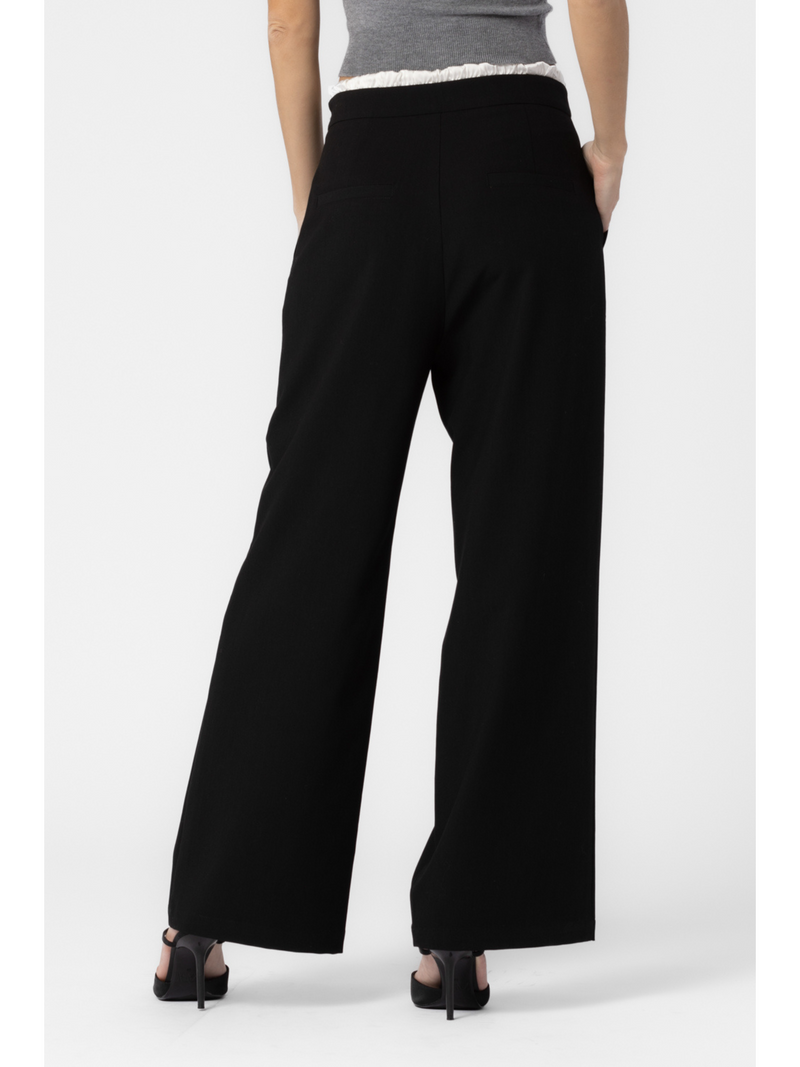 Relaxed Fit Dress Pants With Satin Cinch