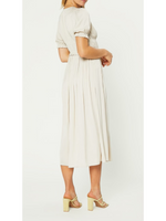 ELASTIC WAISTED LONG DRESS WITH PLEATED TOP