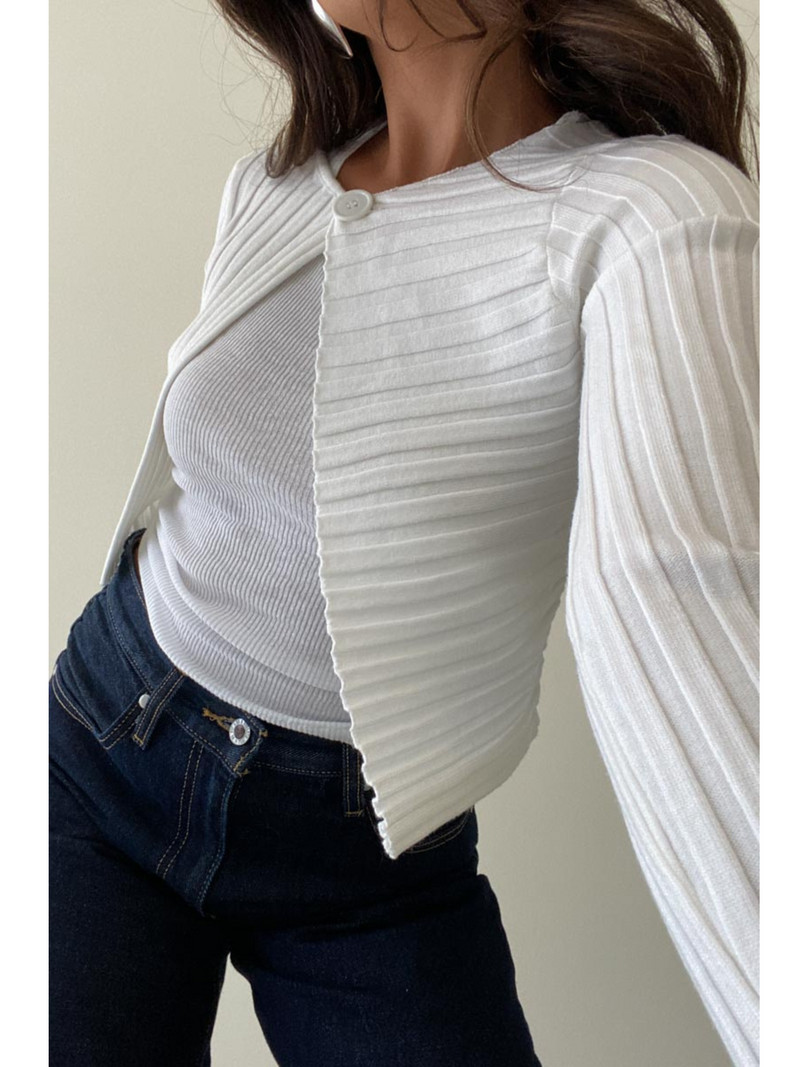 Open Front Top Button Crop Sweater