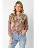 Paisley Ruffled Button Up