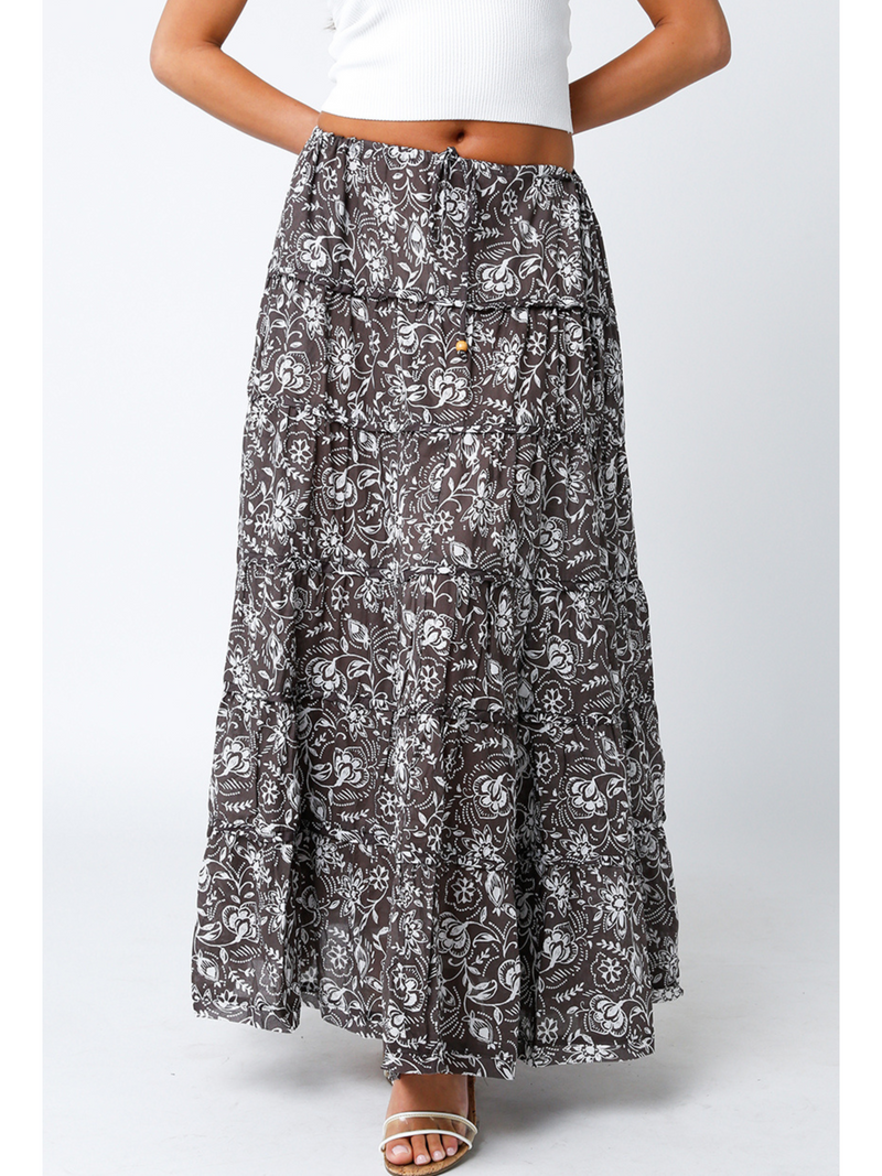 Muted Floral Maxi Skirt
