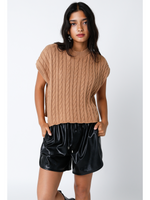 Short Sleeve Cable Sweater