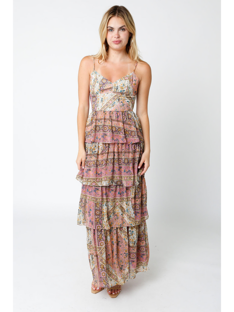 Paisley Floral Tiered Ruffle Maxi