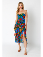 Tiered Ruffle Floral Midi Dress