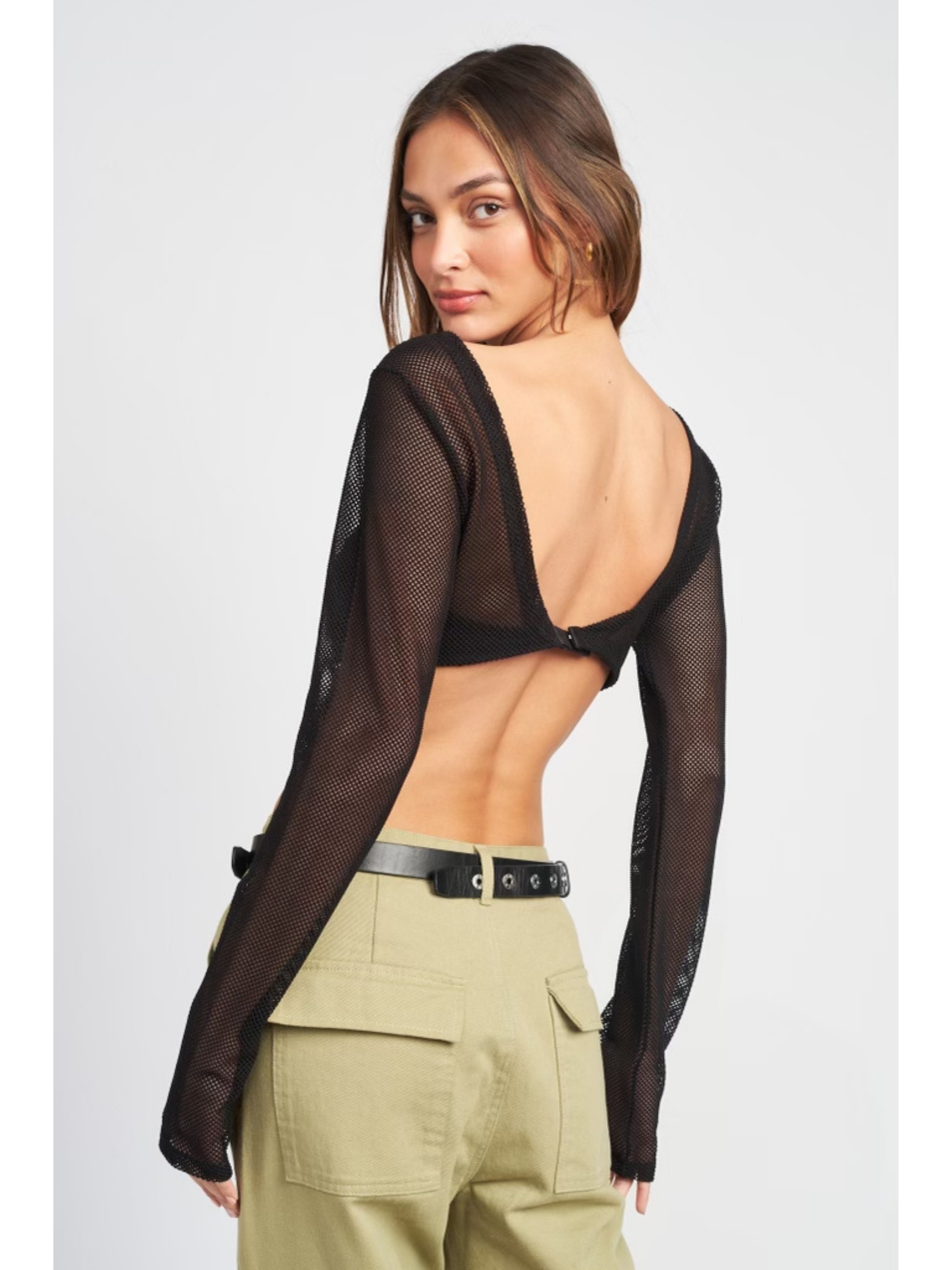 Mesh Long Sleeve Bra Top Ruby and Jenna