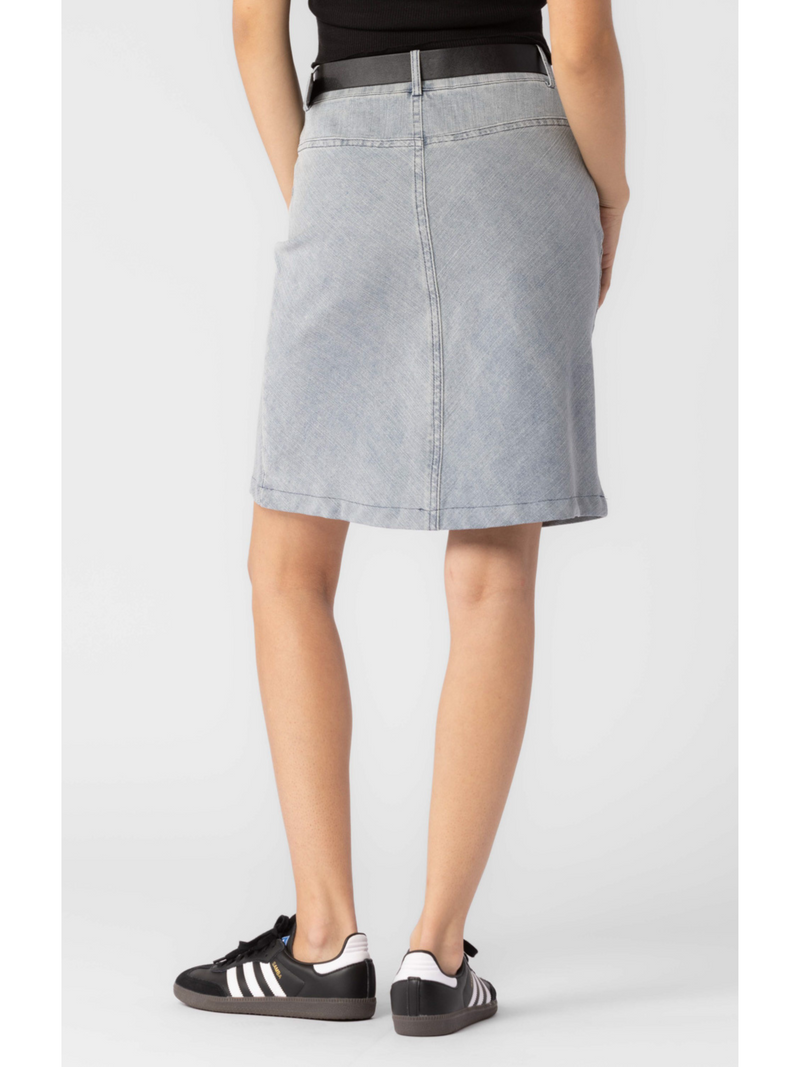 Knee Length Denim Skirt – Ruby and Jenna