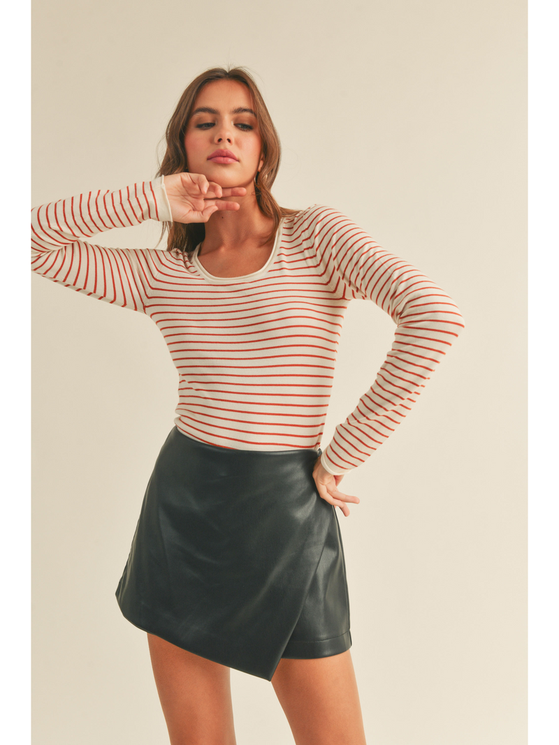 Striped Long Sleeve Knitted Top