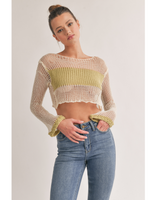 Fishnet Chest And Sleeve Sweater Top