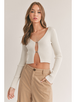 Long Sleeve Top With Trim at Front