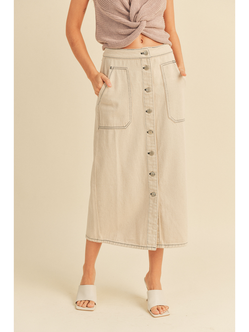 Cotton Denim Buttondown Skirt