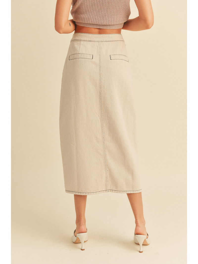 Cotton Denim Buttondown Skirt