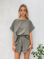 Oversized Top With Belted Short Set