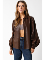 Leather Puff Shoulder Top