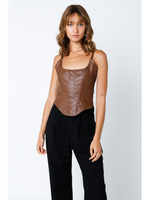 Faux Leather Bustier With Straps