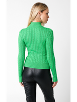 Cable Knit Zip Front Peek A Boo Top