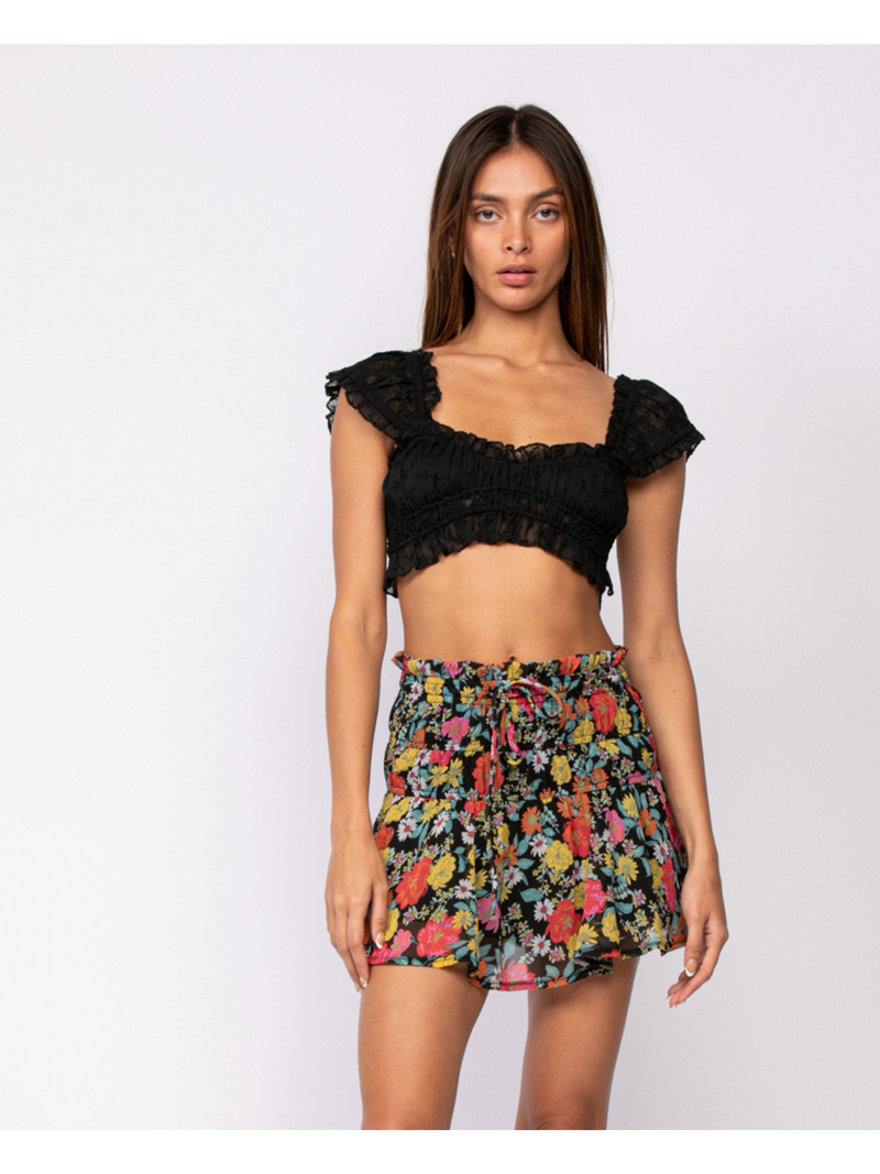 Smocked Ruffle Floral Skirt