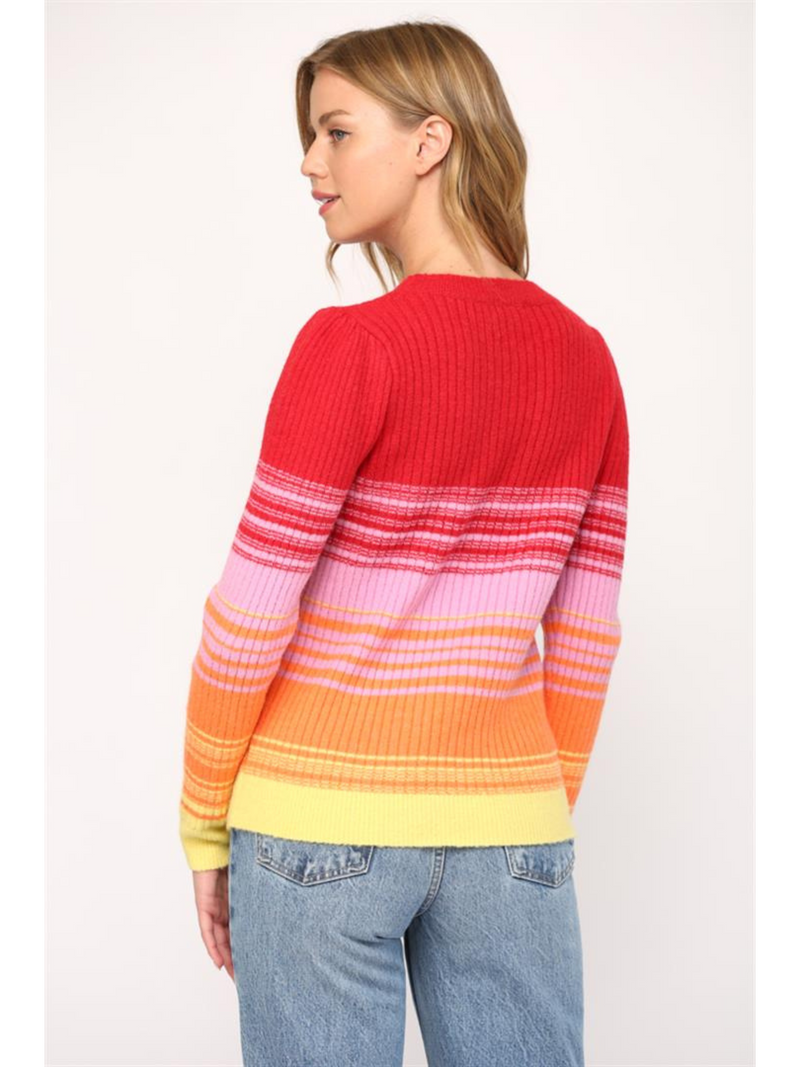 Puff Sleeve Wool Striped Sweater
