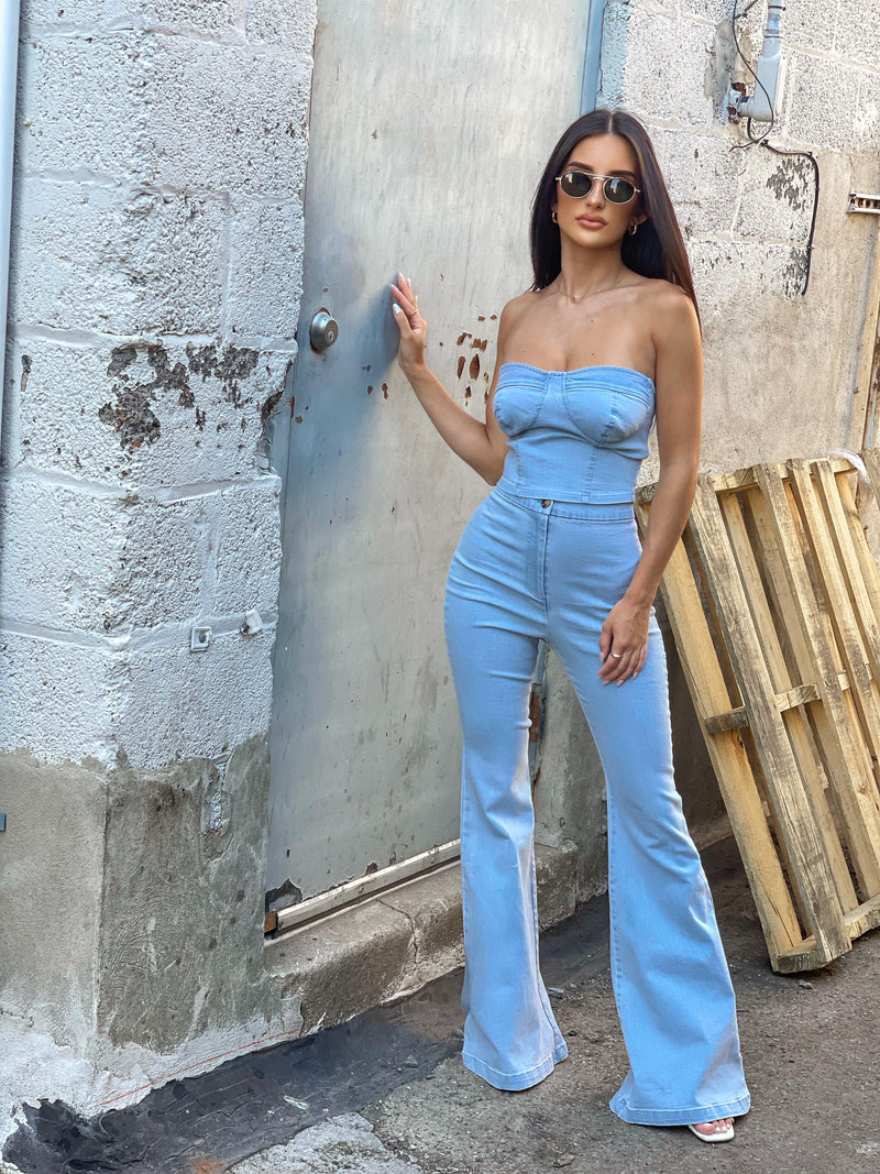 Sleeveless Crop top  and Wide Pant Set
